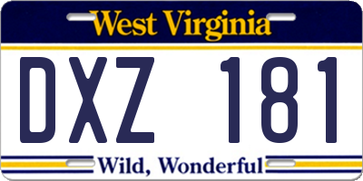 WV license plate DXZ181