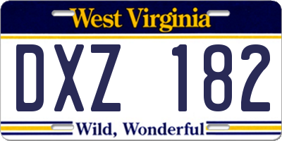 WV license plate DXZ182