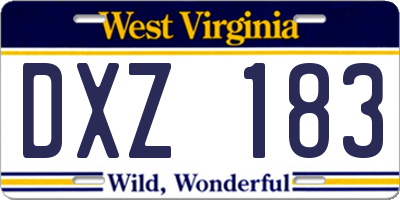 WV license plate DXZ183
