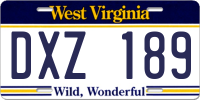 WV license plate DXZ189