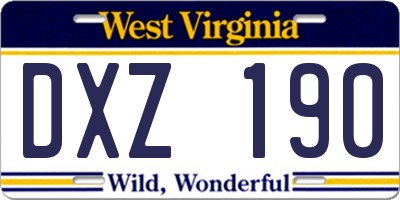WV license plate DXZ190
