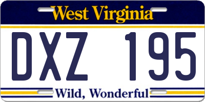 WV license plate DXZ195