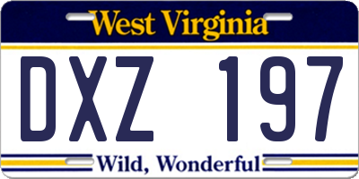 WV license plate DXZ197