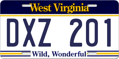 WV license plate DXZ201