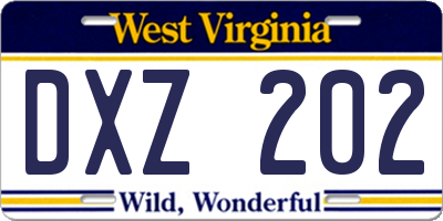 WV license plate DXZ202