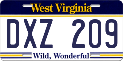 WV license plate DXZ209