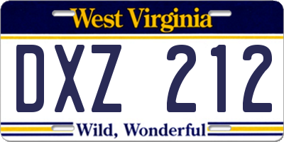 WV license plate DXZ212