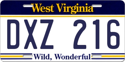 WV license plate DXZ216