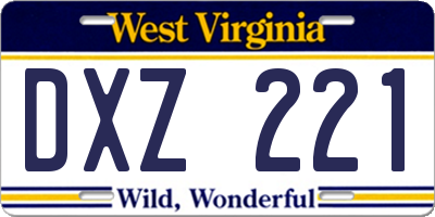 WV license plate DXZ221