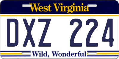 WV license plate DXZ224