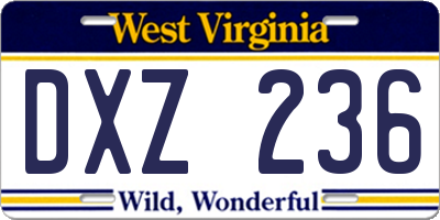 WV license plate DXZ236