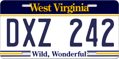 WV license plate DXZ242