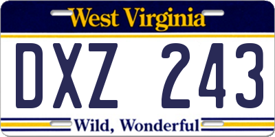 WV license plate DXZ243
