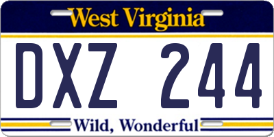 WV license plate DXZ244