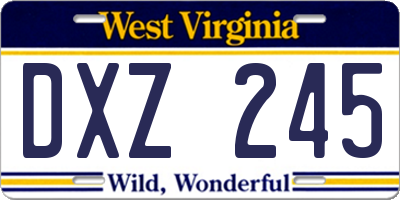 WV license plate DXZ245