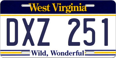 WV license plate DXZ251