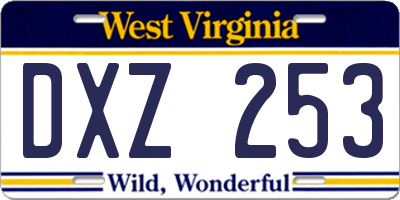 WV license plate DXZ253