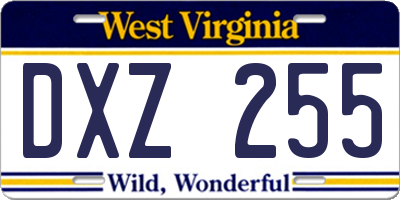 WV license plate DXZ255