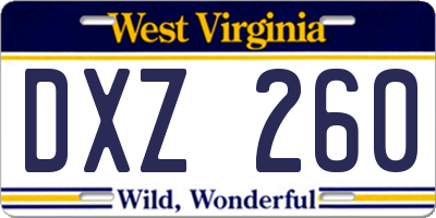 WV license plate DXZ260