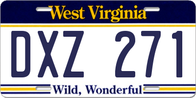 WV license plate DXZ271