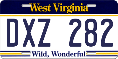 WV license plate DXZ282