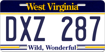 WV license plate DXZ287