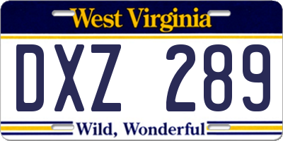 WV license plate DXZ289