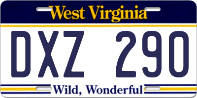 WV license plate DXZ290