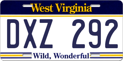 WV license plate DXZ292