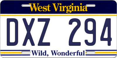 WV license plate DXZ294