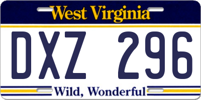 WV license plate DXZ296