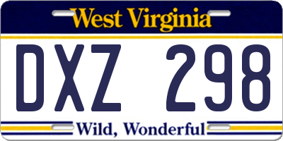 WV license plate DXZ298