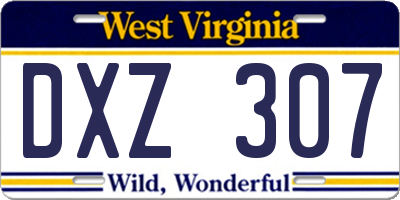 WV license plate DXZ307