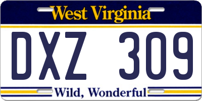 WV license plate DXZ309