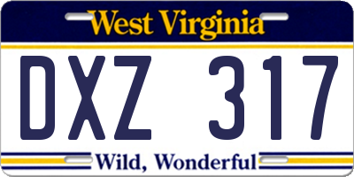 WV license plate DXZ317