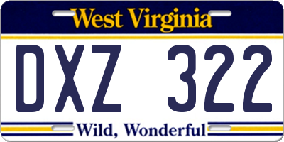 WV license plate DXZ322