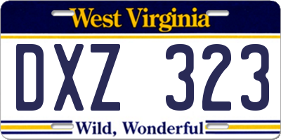 WV license plate DXZ323