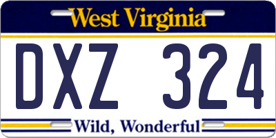 WV license plate DXZ324