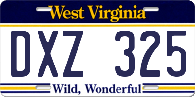 WV license plate DXZ325