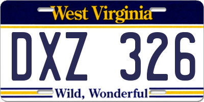 WV license plate DXZ326