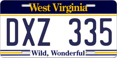 WV license plate DXZ335