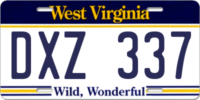 WV license plate DXZ337