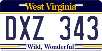 WV license plate DXZ343
