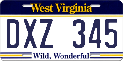 WV license plate DXZ345