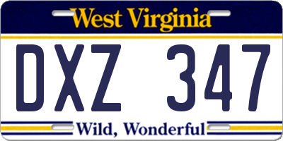 WV license plate DXZ347