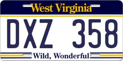 WV license plate DXZ358