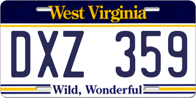 WV license plate DXZ359