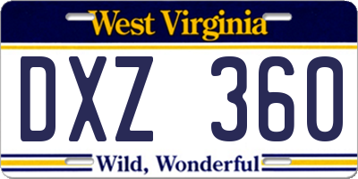 WV license plate DXZ360