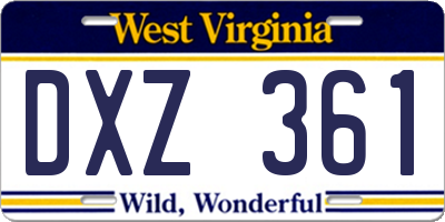 WV license plate DXZ361