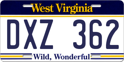 WV license plate DXZ362